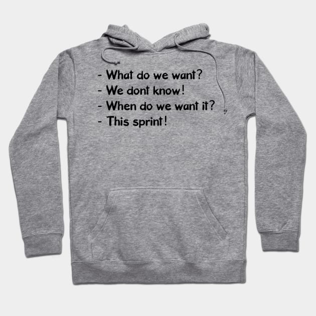 When do we want it? This sprint! Hoodie by playlite